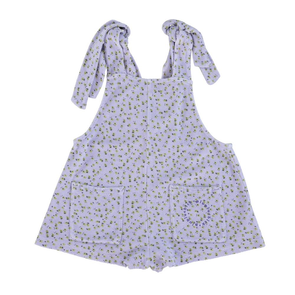 Short Jumpsuit w/ Straps in Lavender w/ Yellow Flowers