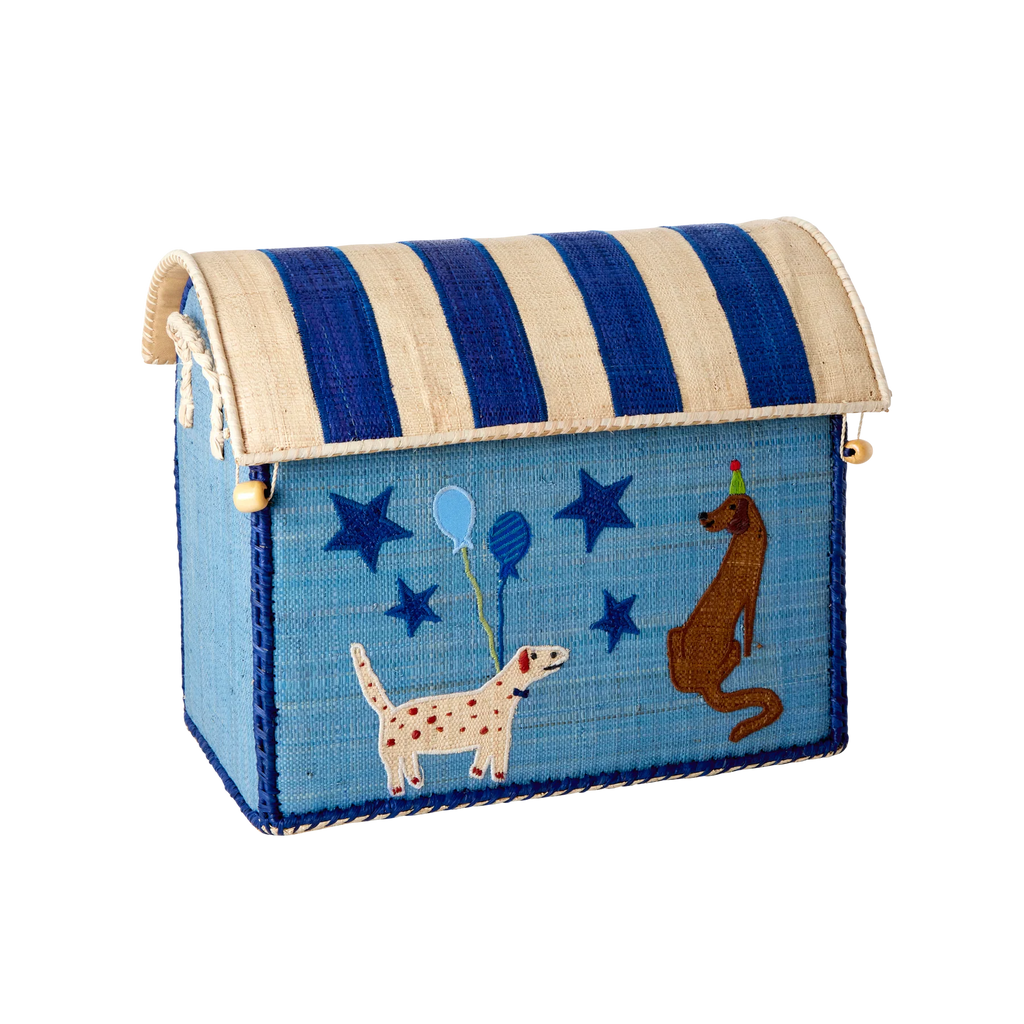 Small Toy Basket in Blue Party Animal Design
