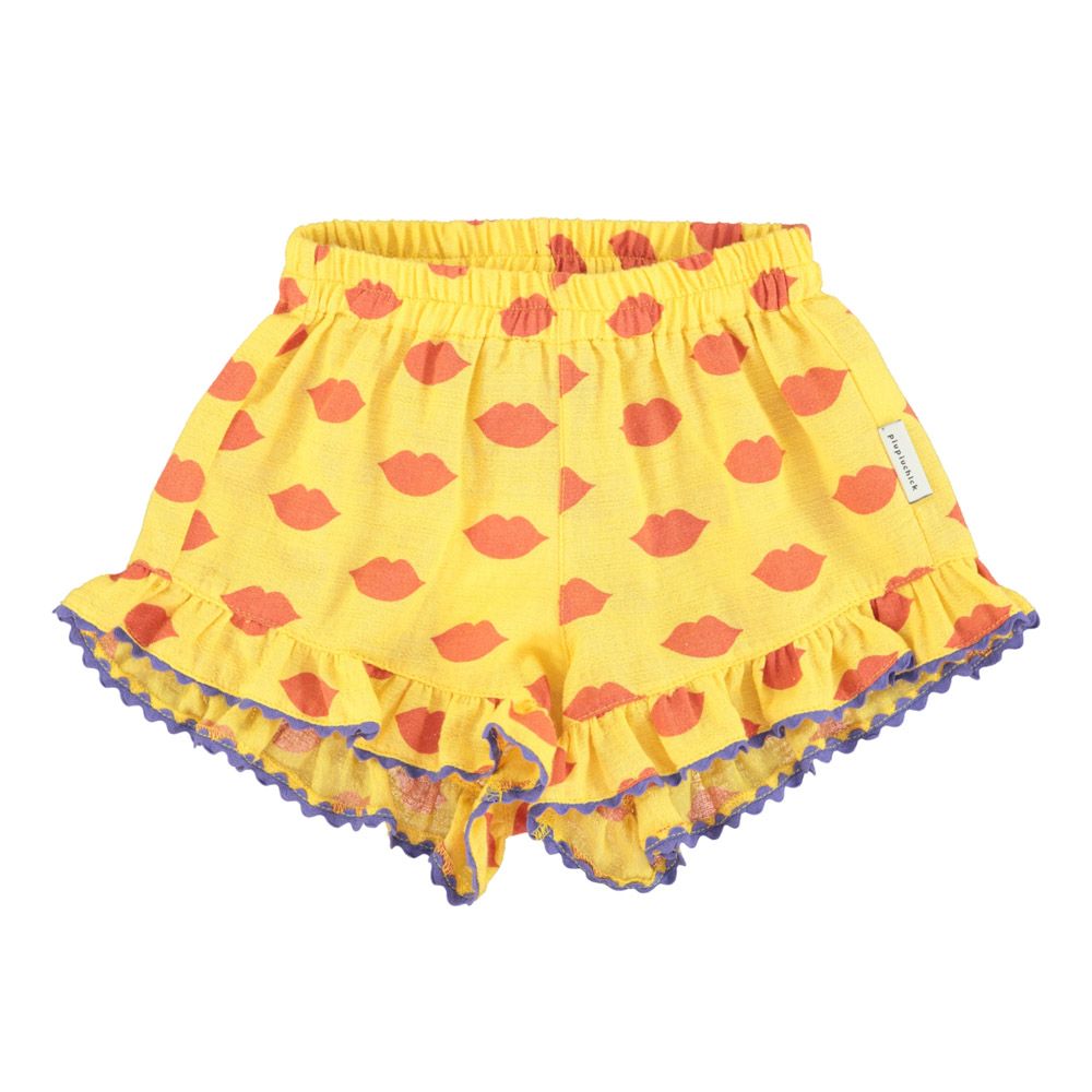 Shorts w/ Frills in Yellow w/ Red Lips