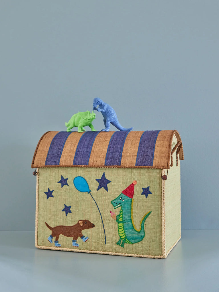 Large Toy Basket in Soft Green Party Animal Design