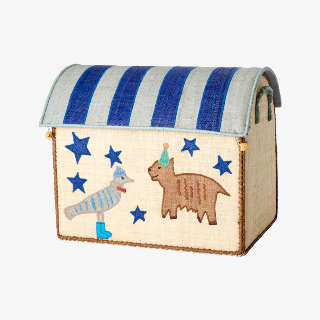 Medium Toy Basket in Blue Party Animal Design