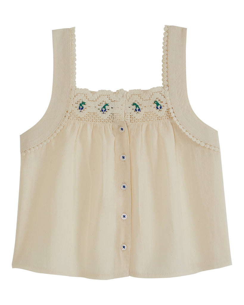 Embroidered Strap Top in Chantilly