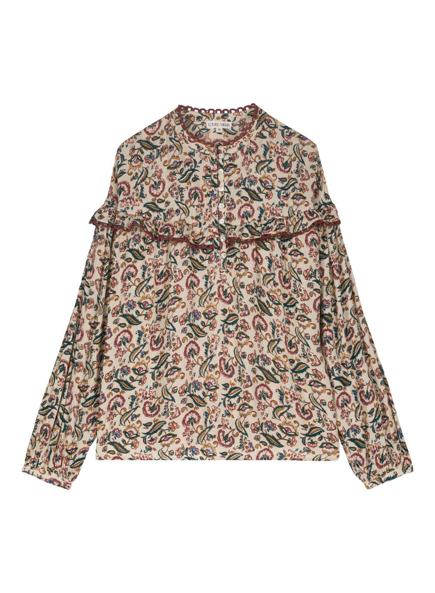 apolina × misha & puff Josephine Blouse Louise Misha, Camiliana Blouse in Cream Wild Leaf – CouCou