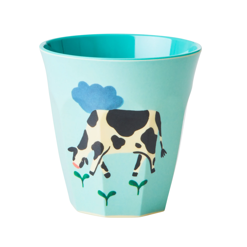 Cup in Blue Farm Print - Cow