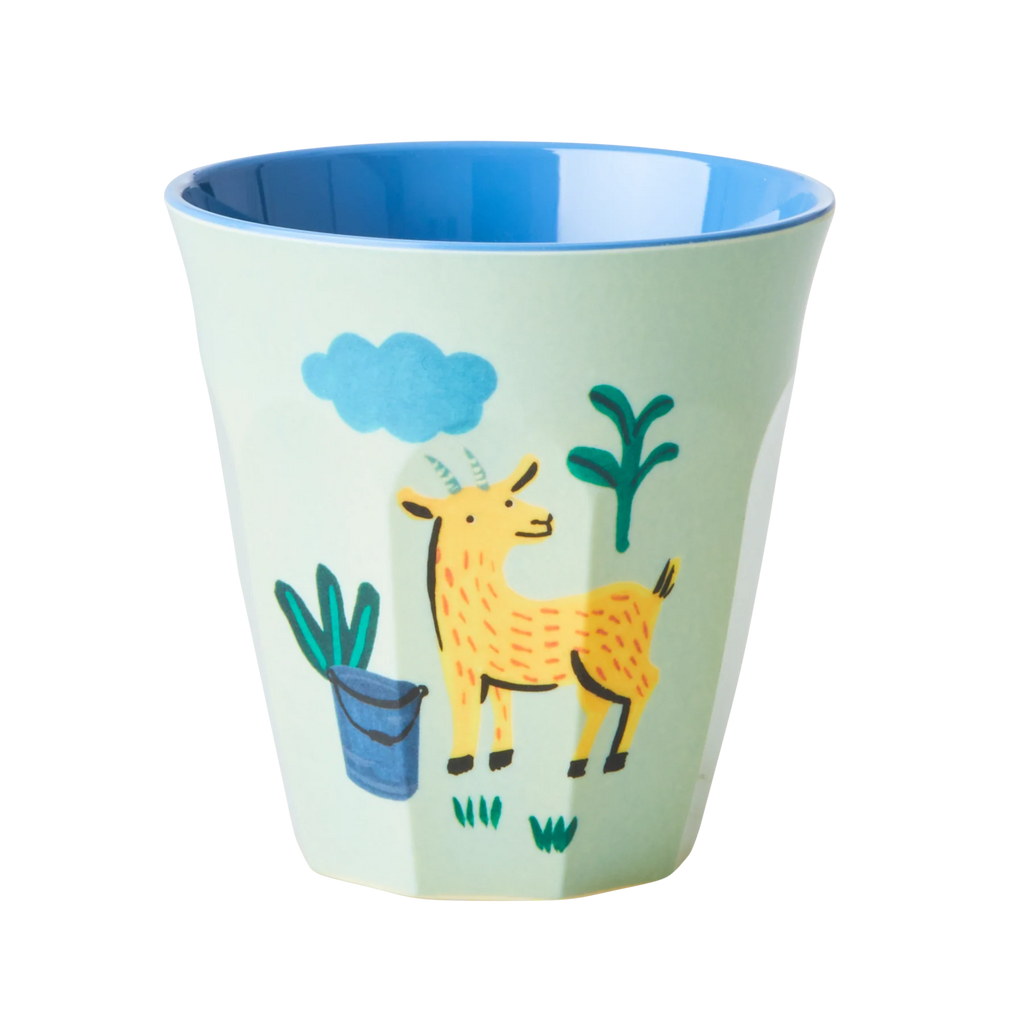Cup in Blue Farm Print - Goat