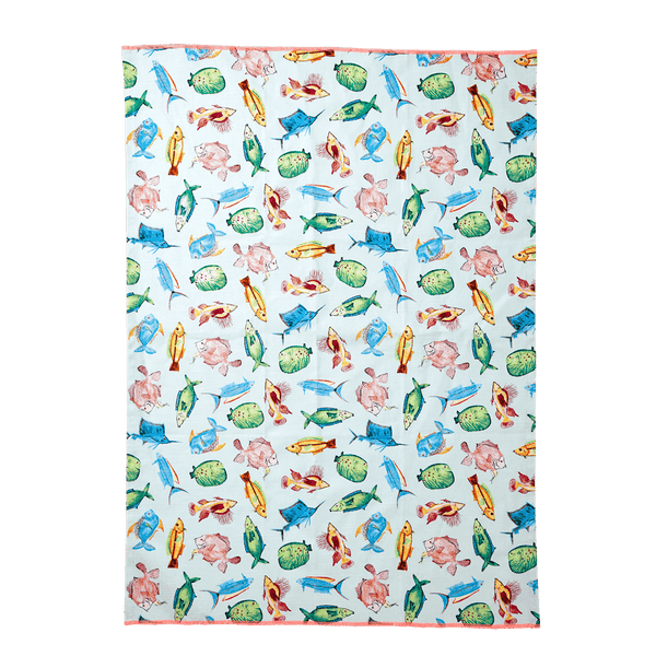 3pk Designer Fish Print Kitchen Towels - MU Kitchen