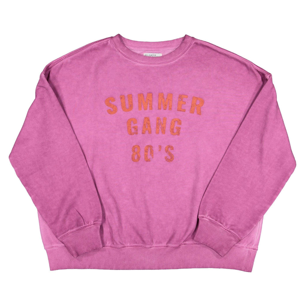 Sisters Department,Sweatshirt in Washed Purple w/" Summer Gang" Print,CouCou,Mamma Clothing