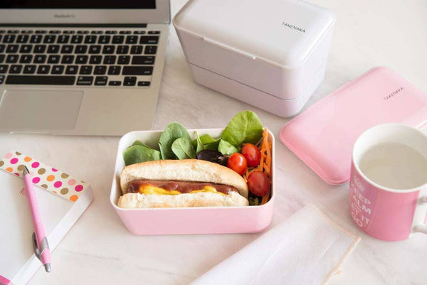 TAKENAKA Bento Box Bag From, Perfect for Lunch Time (Pink x Gray)