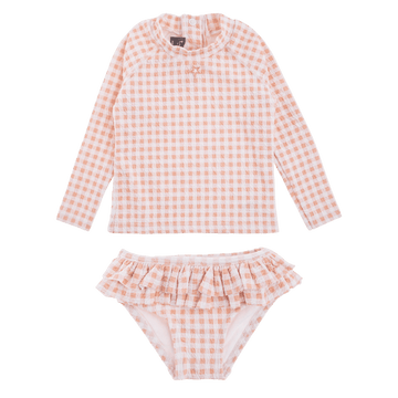 Tocoto Vintage,Checked Rashguard Set in Pink,CouCou,Baby Swim