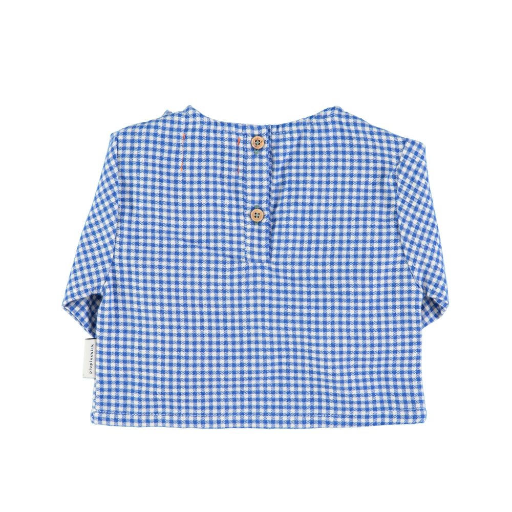 Ruffle Blouse with Blue Checks