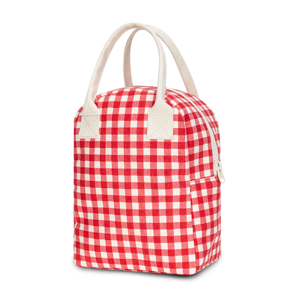 Zipper Lunch Bag - Gingham Red