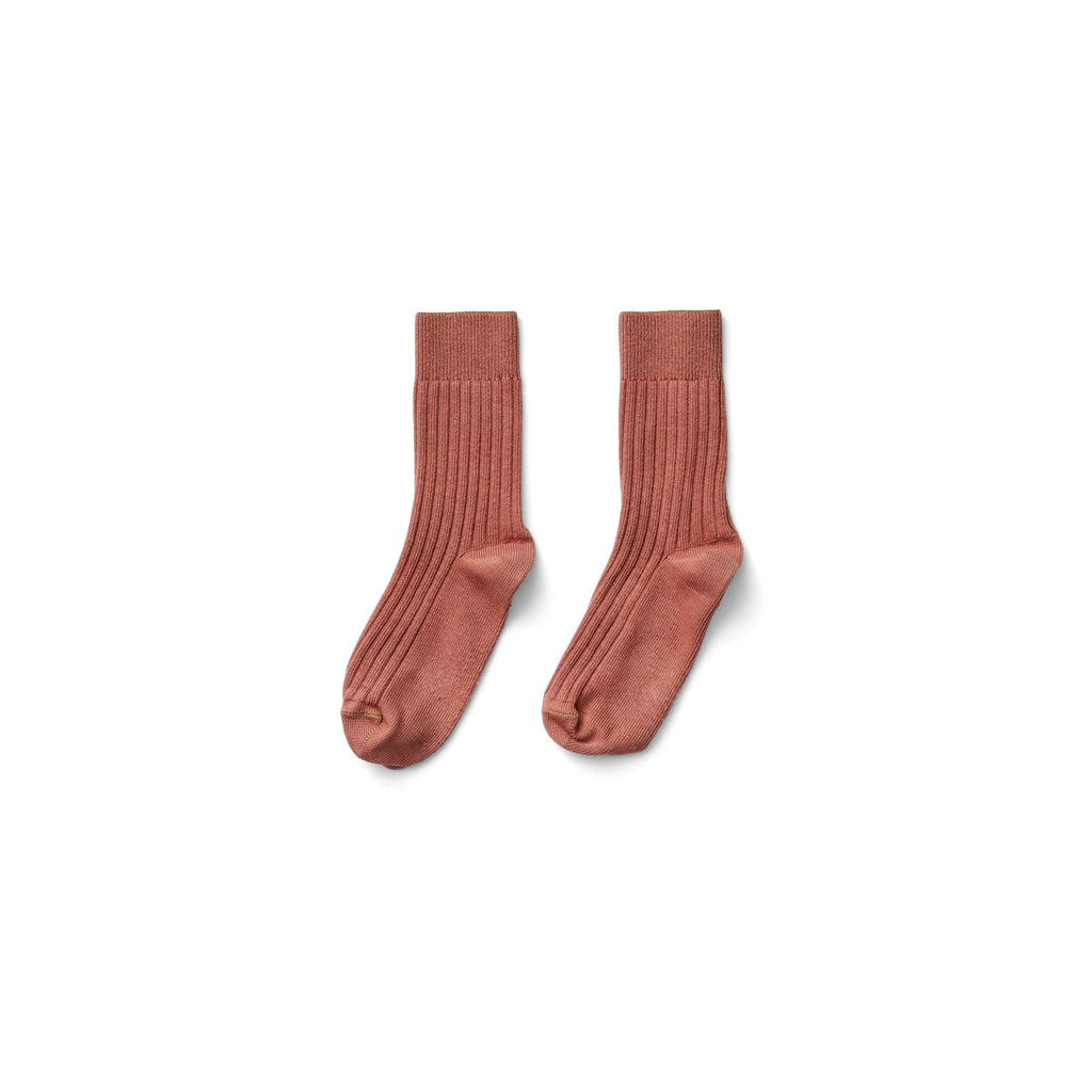 Plain Rib Socks in Terracotta