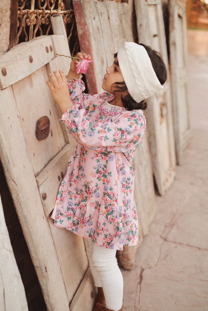 Bahya Dress in Pink Seylan Flowers