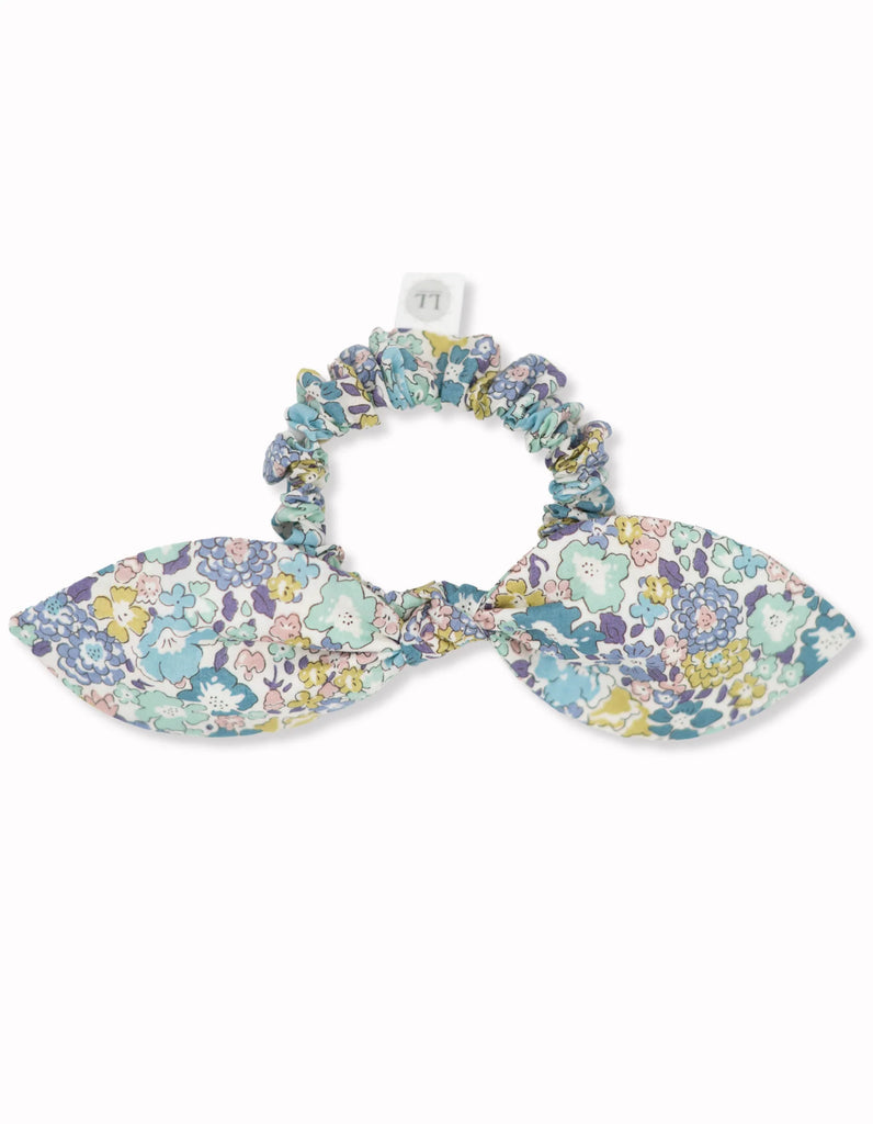 Harper Liberty Floral Retro Scrunchie in Light Teal/Purple