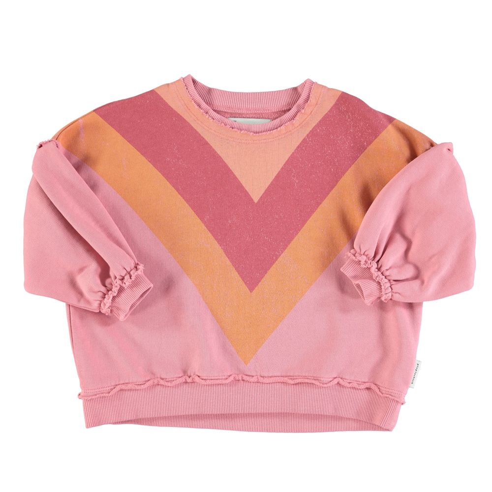 Sweatshirt in Pink w/ Multicolor Triangle Print