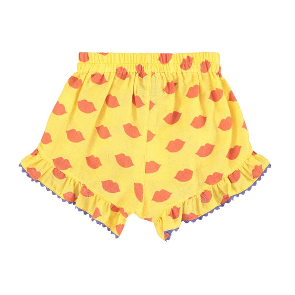Shorts w/ Frills in Yellow w/ Red Lips