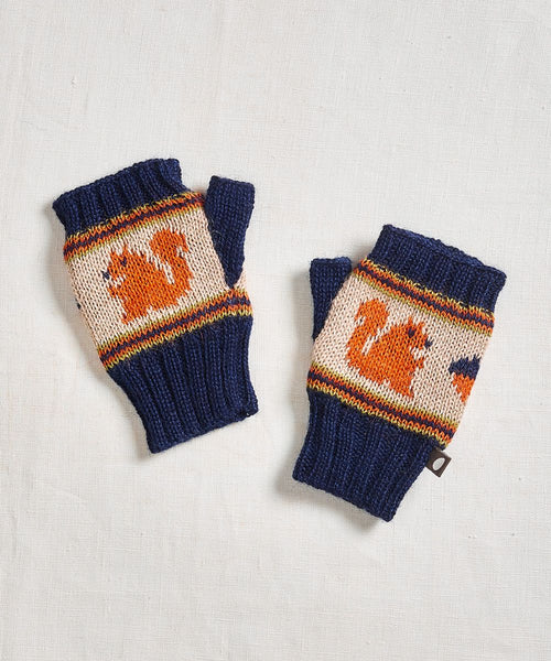 Fair Isle Handwarmers in Indigo/Sand