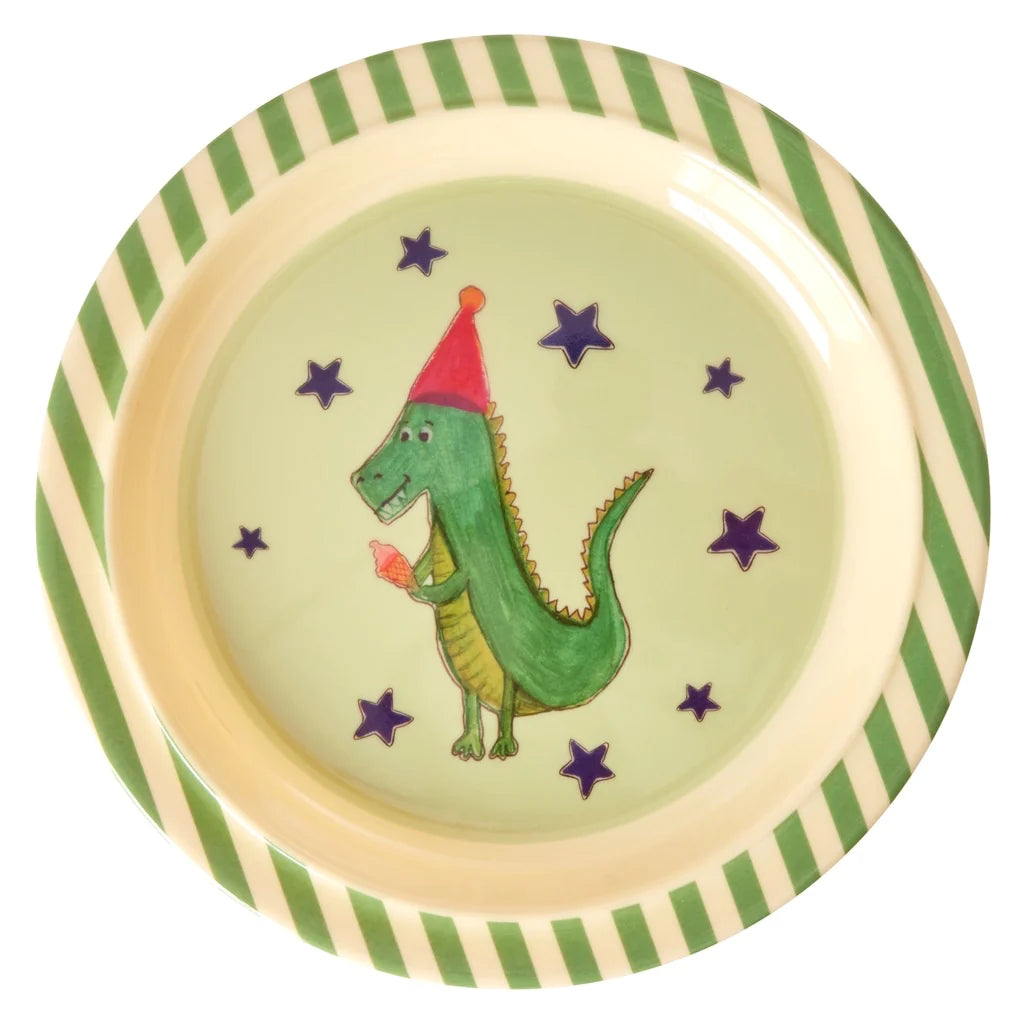 Lunch Plate, with Party Animal Print in Green