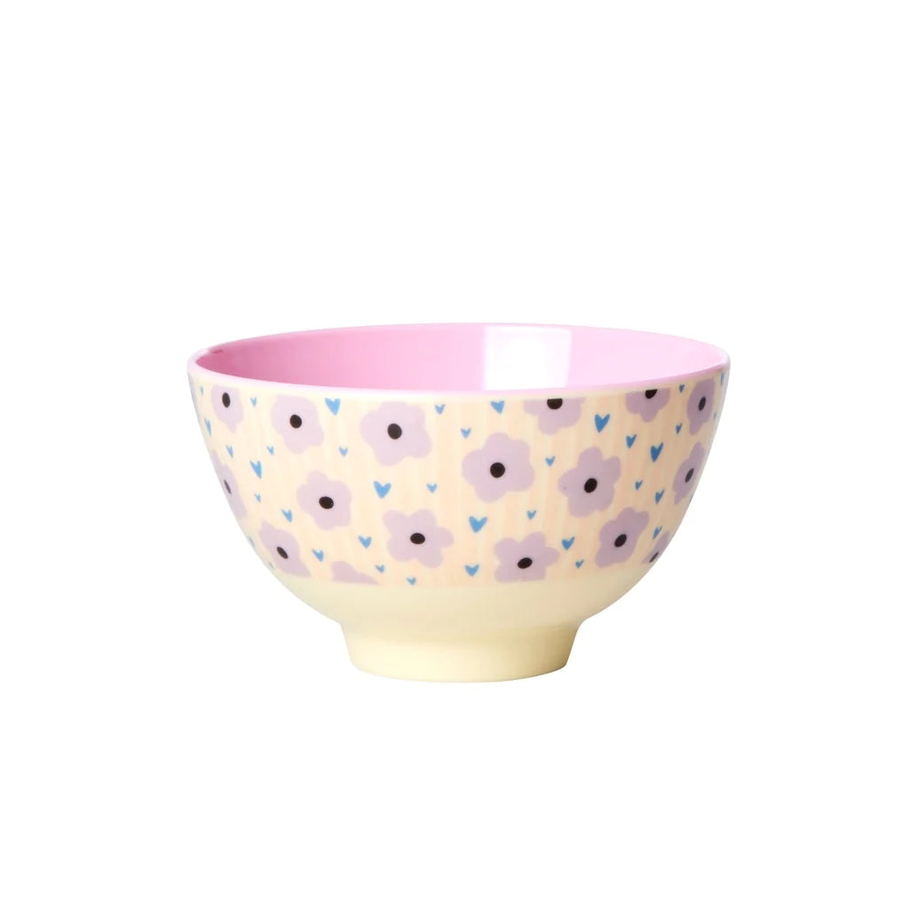 Small Bowl with Flower Print in Soft Pink
