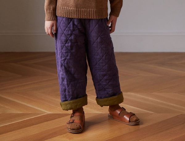 Quilted Pants in Moss/Raisin