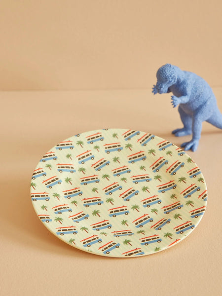 Lunch Plate in Blue Cars Print