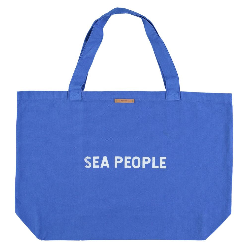 Extra Large Bag in Blue w/ "Sea People" Print