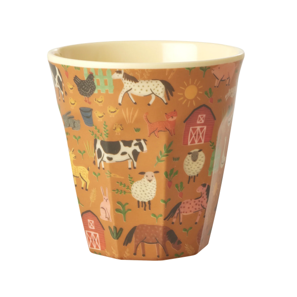 Cup with Farm Print - Brown