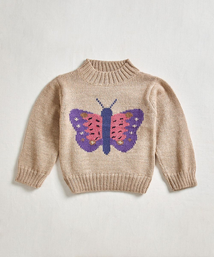 Intarsia Sweater in Sand/Butterfly