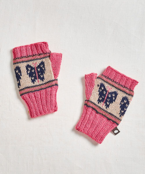 Fair Isle Handwarmers in Rose/Butterfly