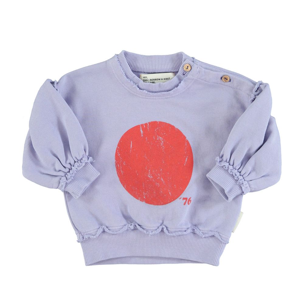 Sweatshirt w/ Balloon Sleeves in Lavender w/ Red Circle Print