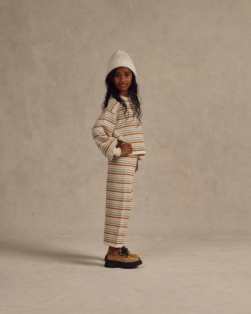 Knit Wide Pant Sweater in Honeycomb Stripe
