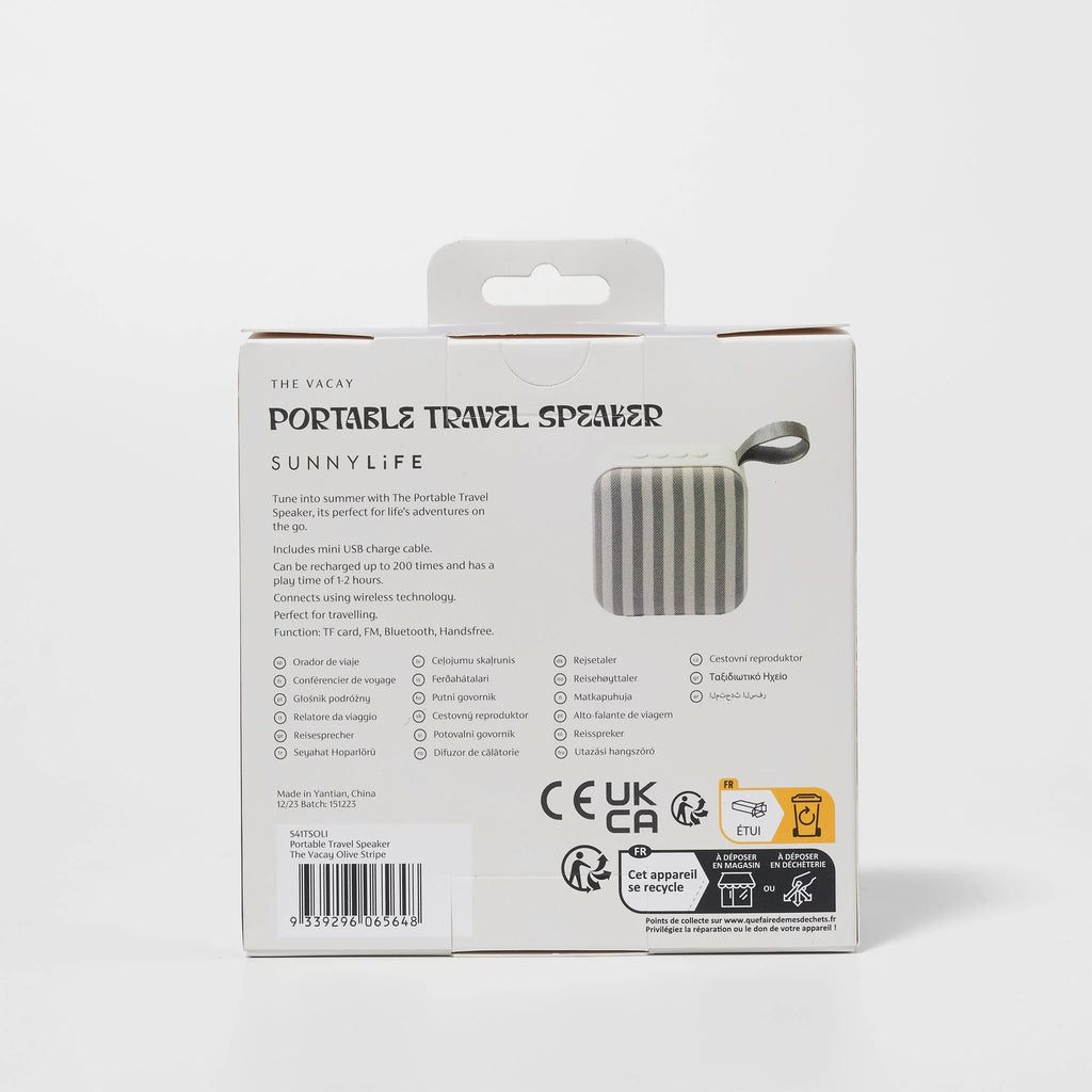 Portable Travel Speaker The Vacay Olive  Stripe