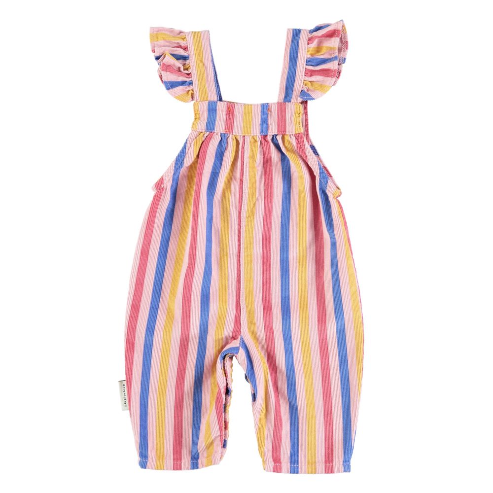 Baby Dungarees in Pink w/ Multicolor Stripes