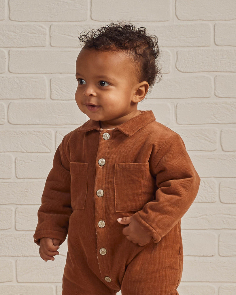 Cord Baby Jumpsuit in Spice