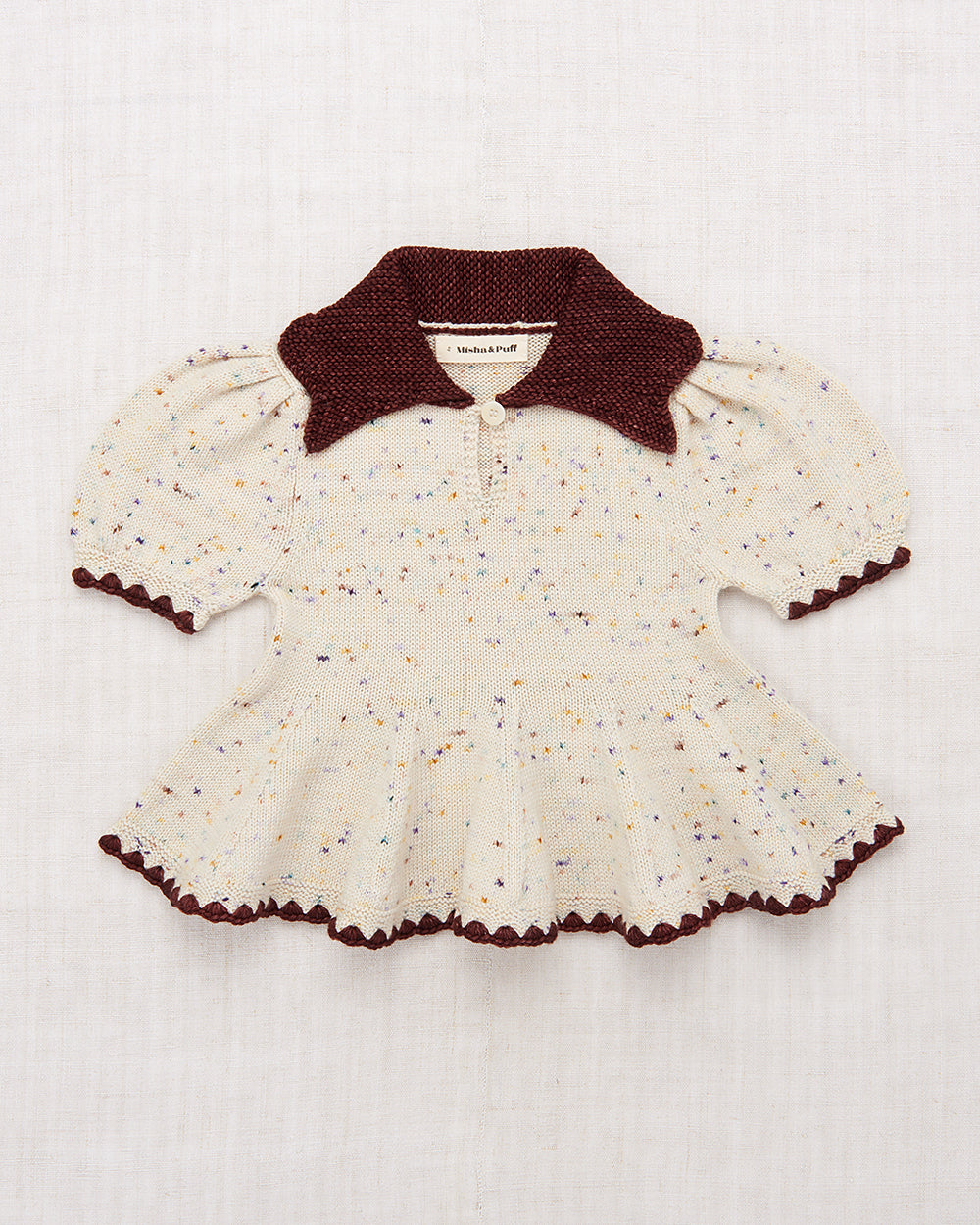 Misha and Puff, Crochet Trim Puff Top in Iris Confetti – CouCou