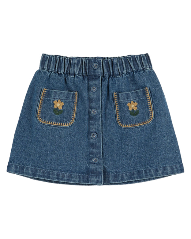 Emile et Ida, Skirt w/ Embroidered Pockets in Denim – CouCou