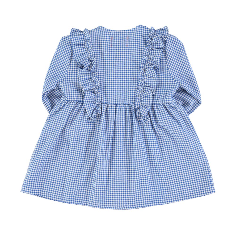 Ruffle Short Dress with Blue Checks