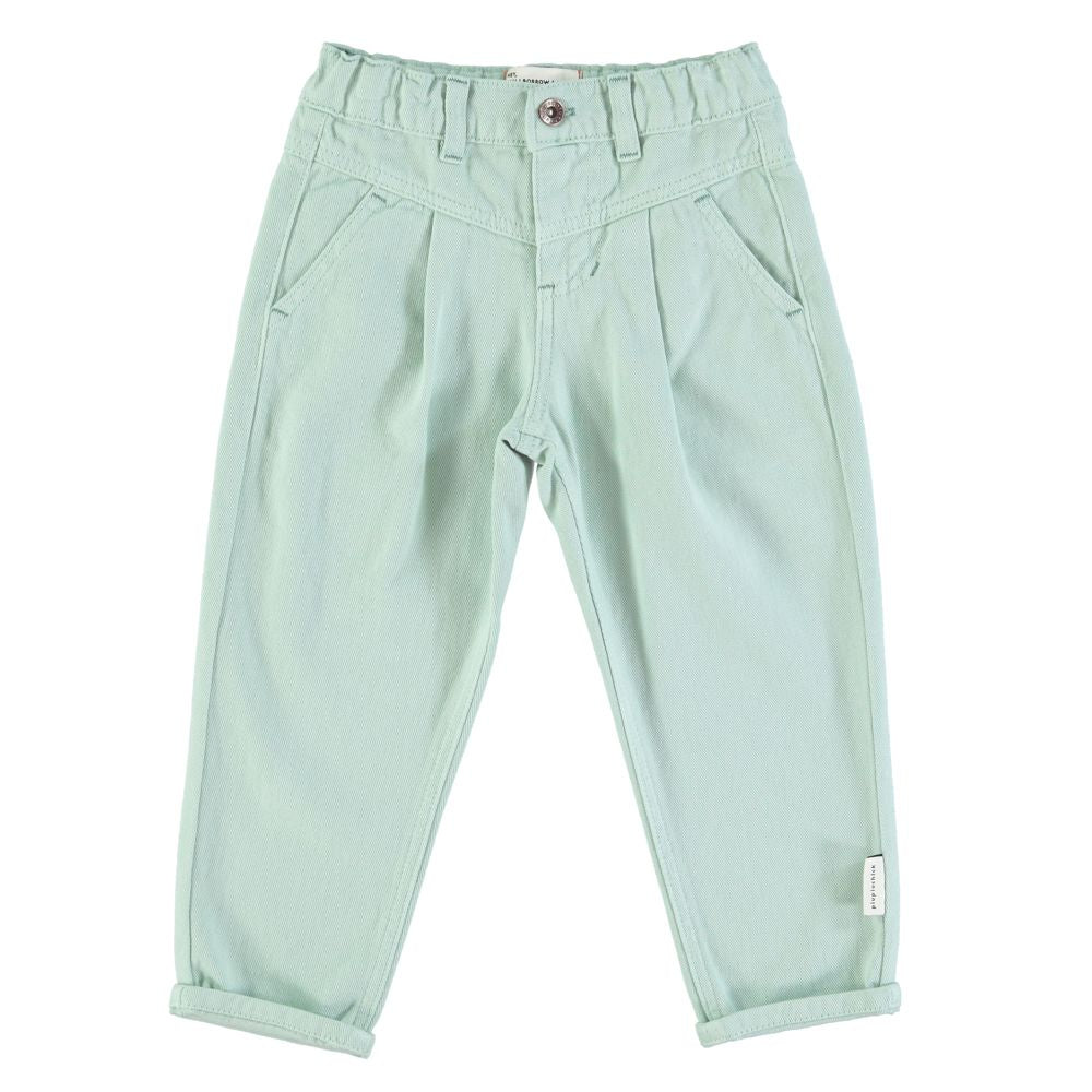 Mom Fit Trousers in Light Green