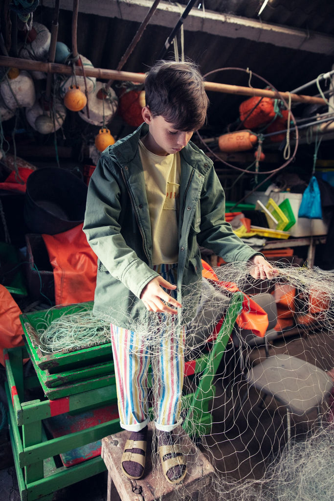 Trousers in Green w/ Multicolor Stripes