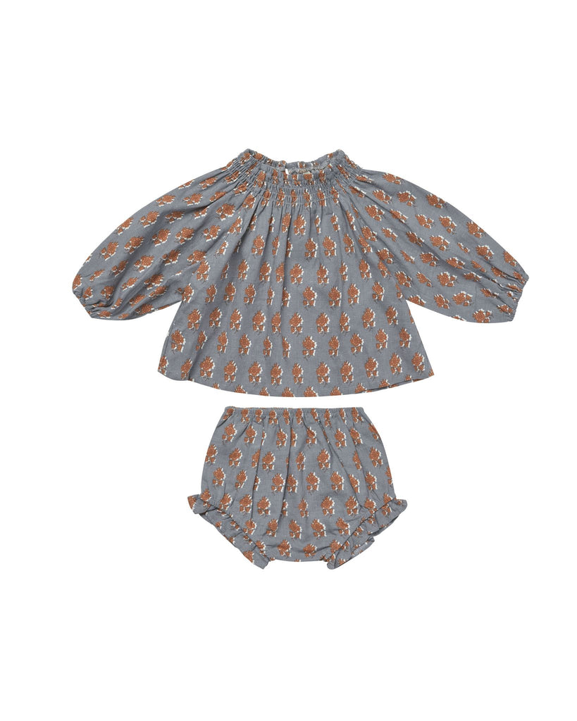 Quincy Blouse Set in Blue Floral