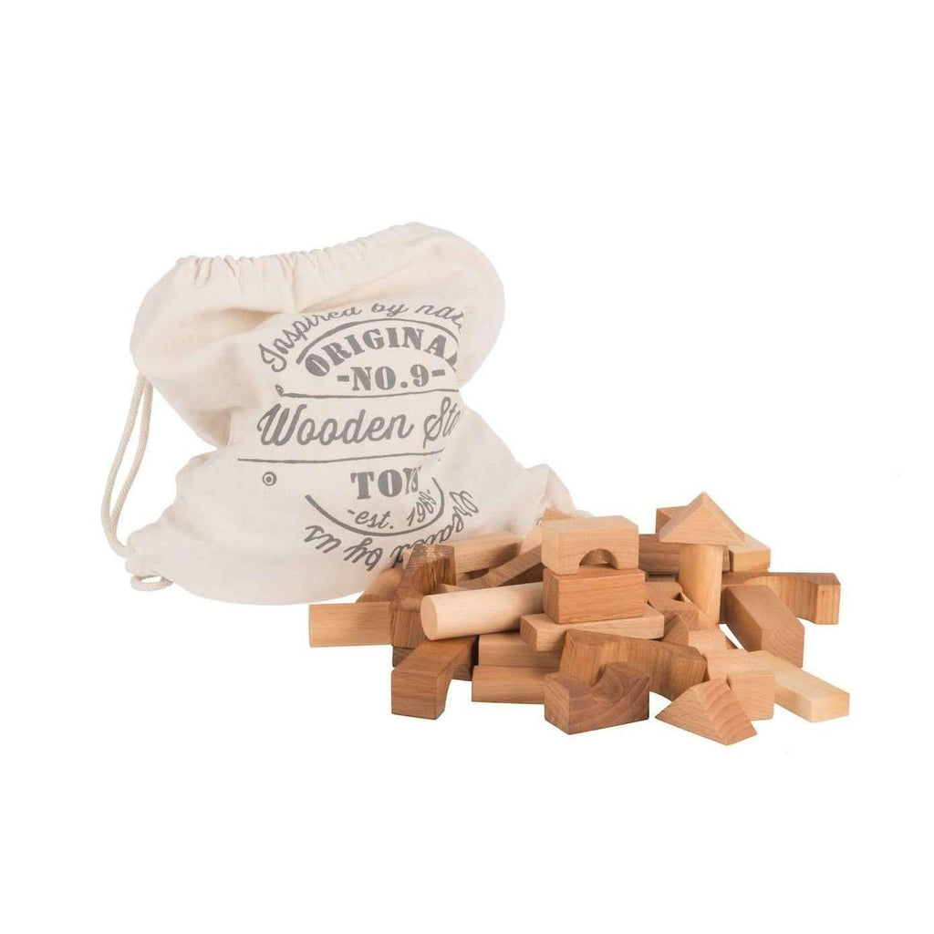 Wooden Story,Natural Blocks, 100 Pieces in Canvas Bag,CouCou,Toy
