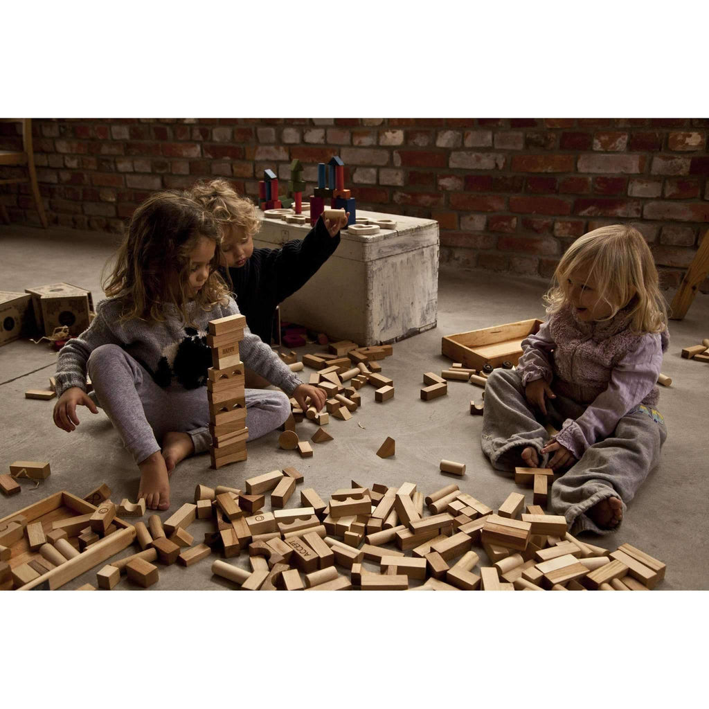 Wooden Story,Natural Blocks, 100 Pieces in Canvas Bag,CouCou,Toy