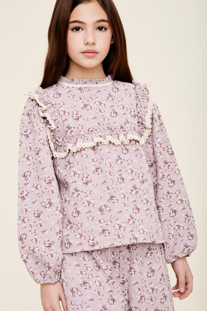 Leria Flower Blouse in Lilac