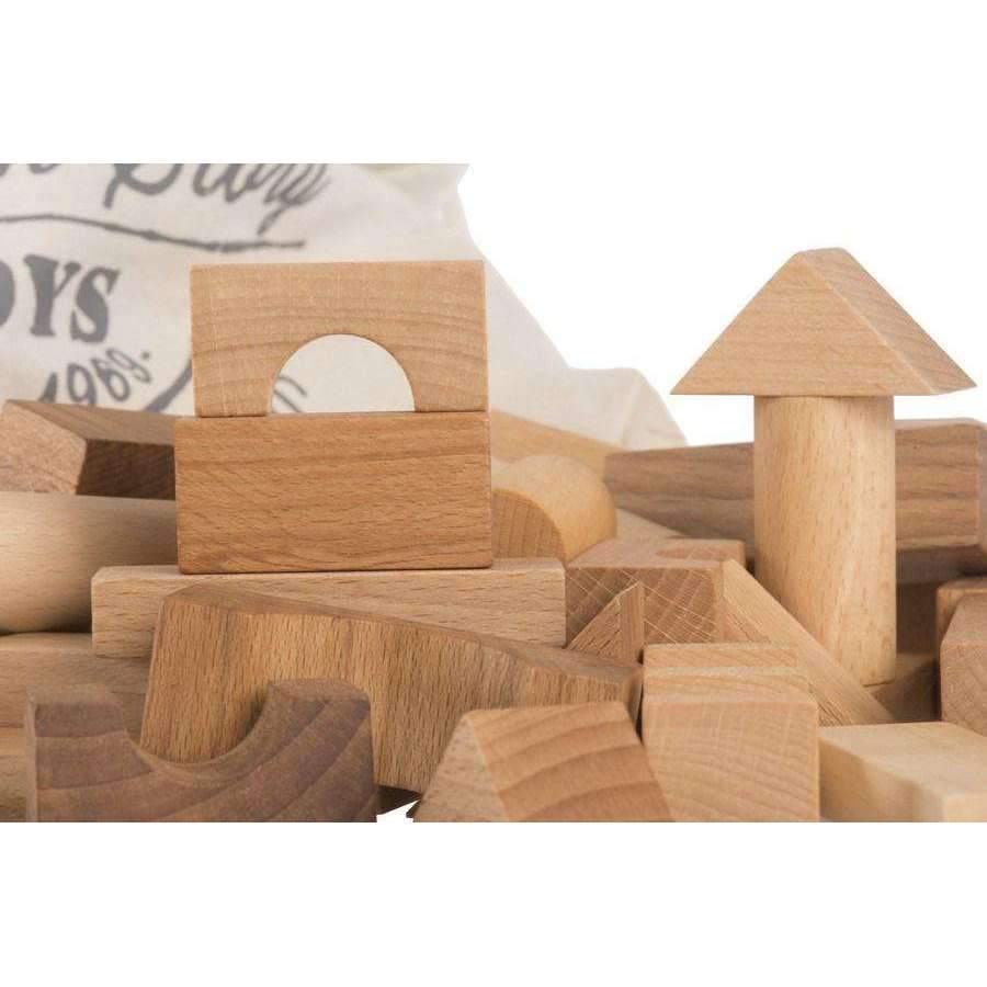 Wooden Story,Natural Blocks, 100 Pieces in Canvas Bag,CouCou,Toy