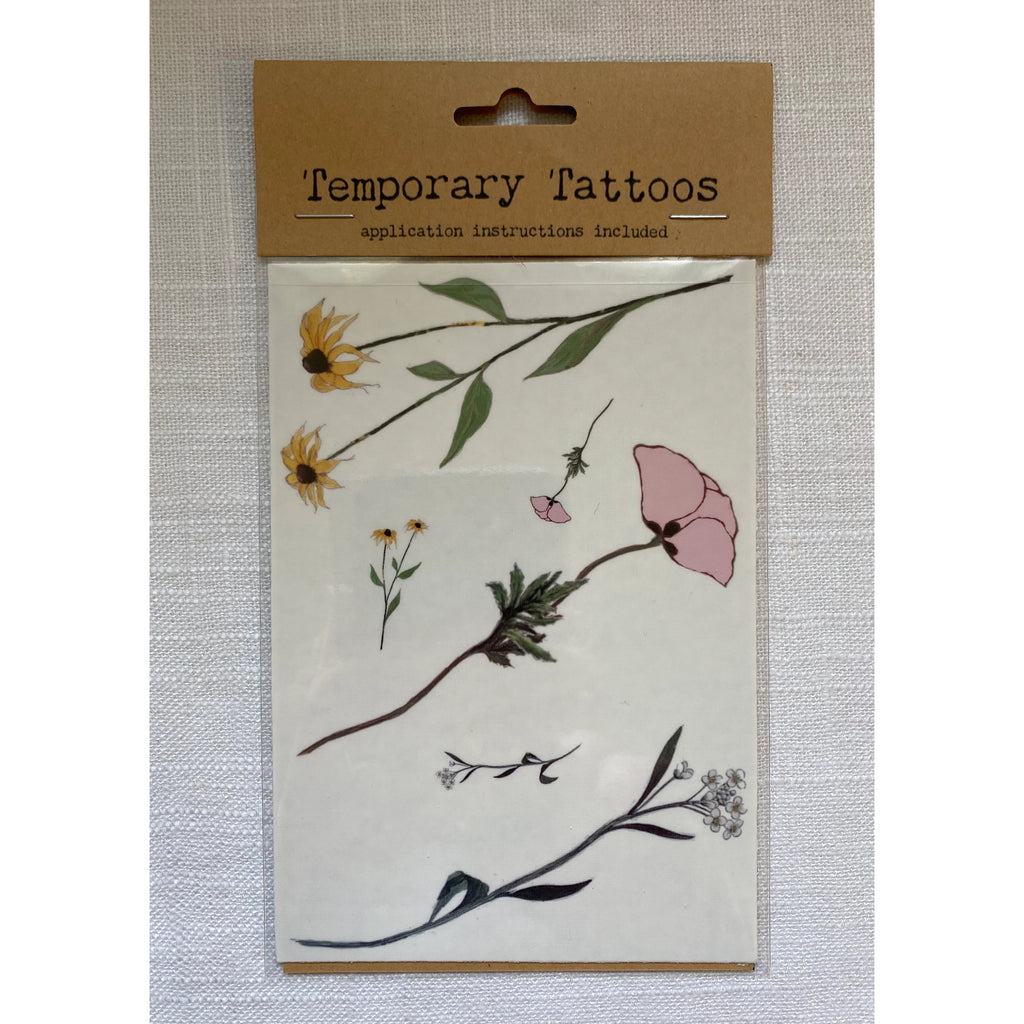 Temporary Tattoo Sheets - Colorful Wildflower Stems