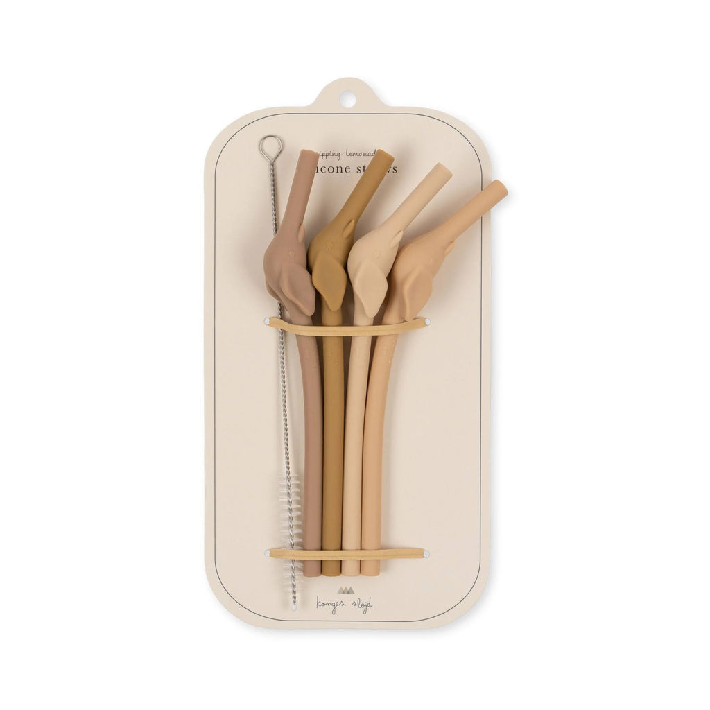 4-Pack Elephant Silicone Straws in Rosesand Mix