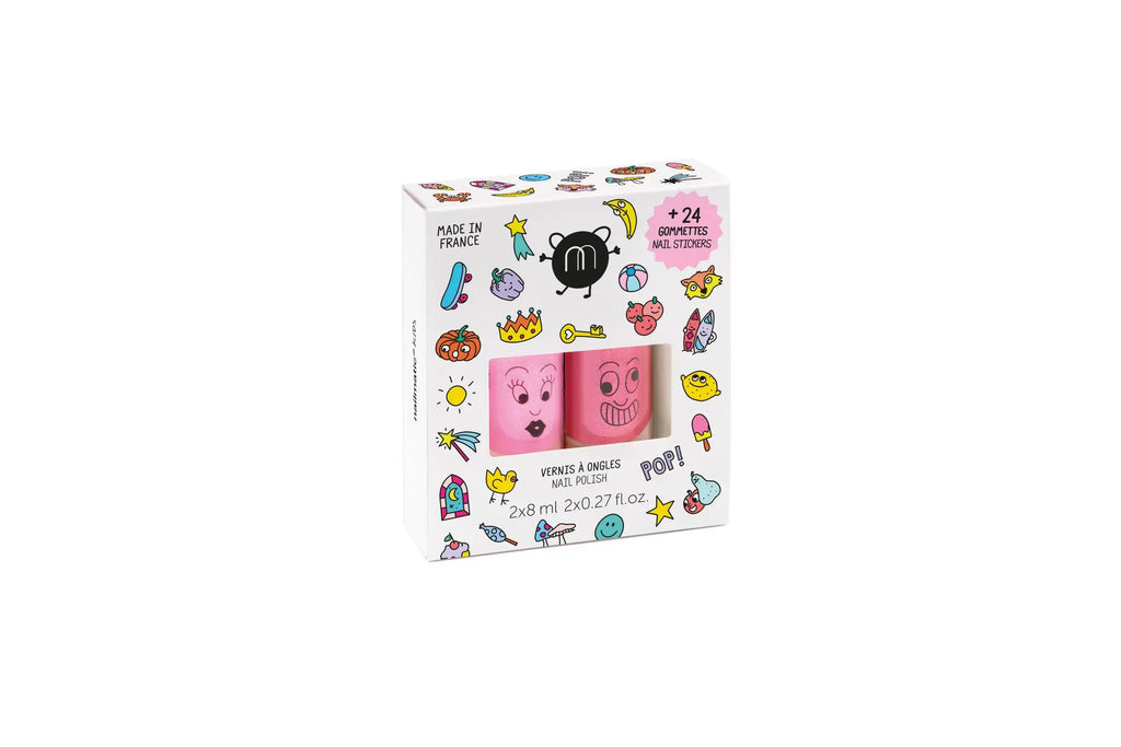 Set of 2 Nail Polishes + 1 Nail Sticker- Assorted