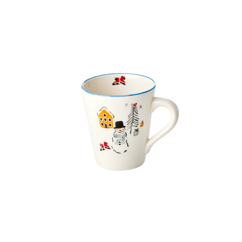 Ceramic Mug with Snowman Tree Print