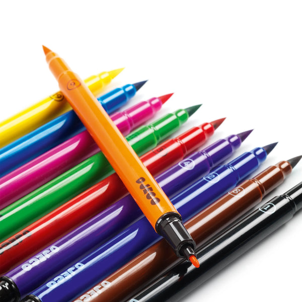 10 Double-Ended Felt Tip Brush Pens