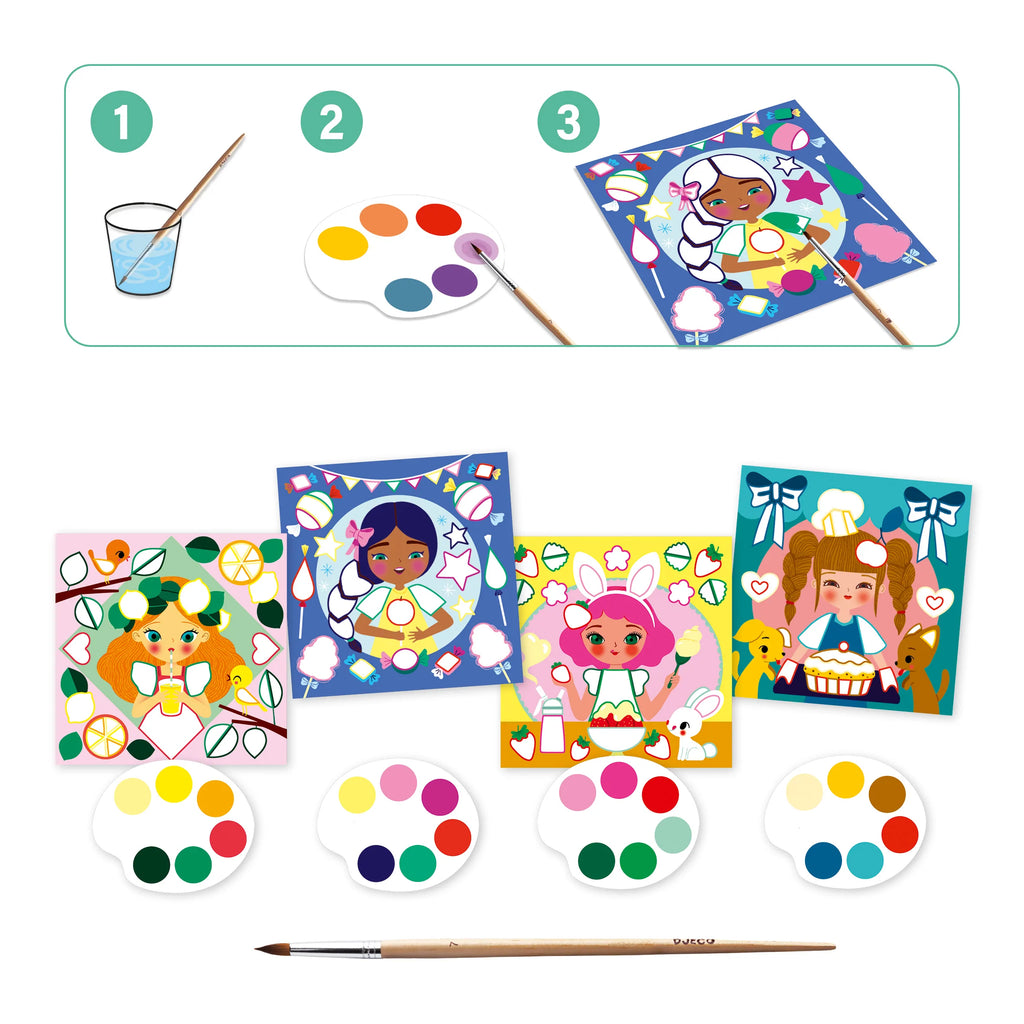 Snack Time Surprise Watercolor Painting Cards Activity Set
